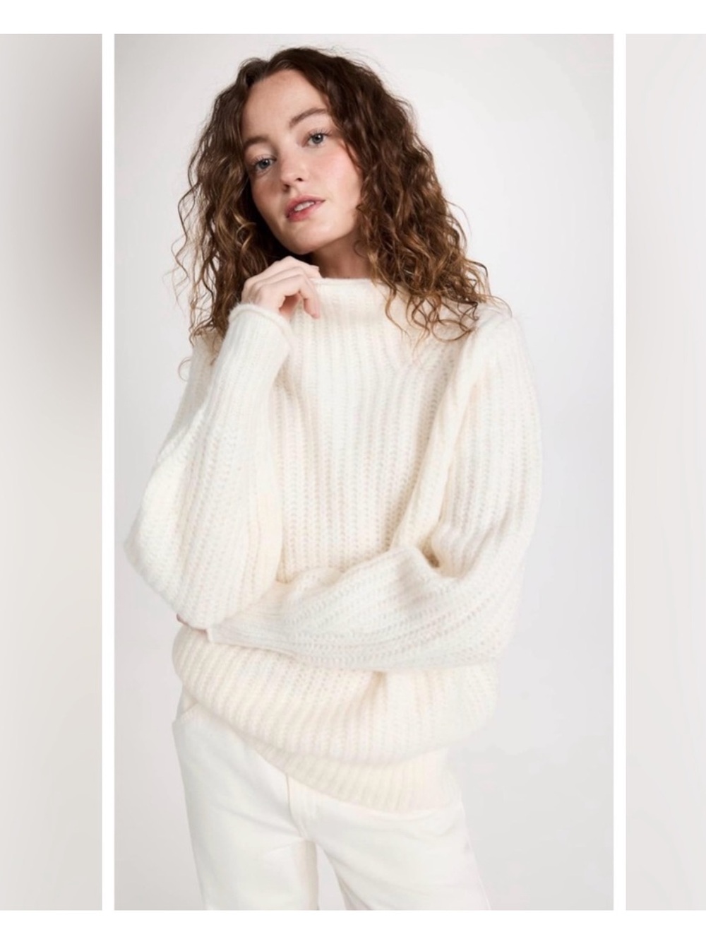 Madewell Loretto Mockneck Pullover Sweater Women’s Medium Ivory Wool Blend